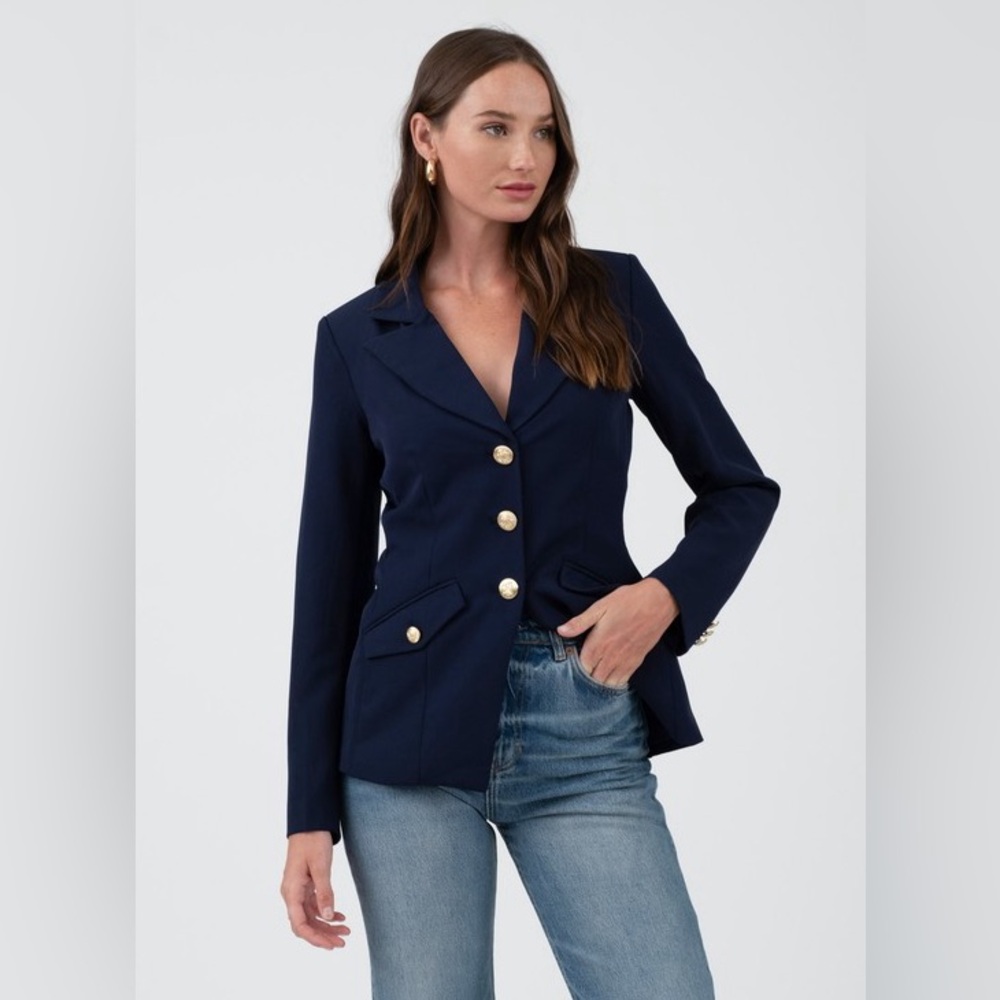 Studio by the Workshop Navy Blazer with Gold Buttons, size Large, NWT